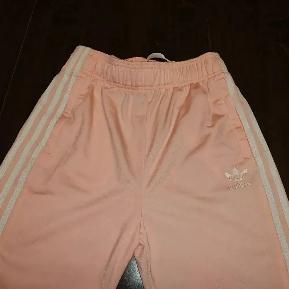 New Adidas White Pink Crop Top Pants Outfit Size Girl's 13/14 Years